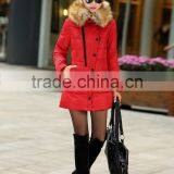 2016 New Women's Thicken Hooded Fur Collar Long Women's Parka Coat thumbnail-5