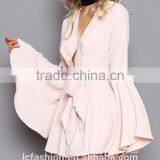 New Arrival Pretty Lovely Long Sleeve v Neckline Pink Romper Playsuits for Women thumbnail-5