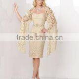 High Quality Knee Length Lace Strapless Evening Dress Store thumbnail-1