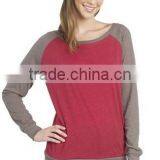 Factory Direct Wholesale Women's Cotton Poly Contrast Raglan Long Sleeve Pullover thumbnail-4