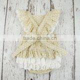 Newborn Baby Girls Polk Dots Lace Bubble Toddler Kids Ruffle Boho Romper thumbnail-1