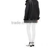 Draped-Collar Shearling Biker Jacket for Lady thumbnail-4