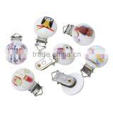 Custom Round Mixed Owl Halloween Pattern Baby Wood Pacifier Clip thumbnail-1