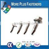 Taiwan #12-14 x 1" Indent Hex Unslotted Hex Washer Head Epoxy #3 410 Stainless Steel Bonded Sealing Washer Self-Drilling Screw thumbnail-5