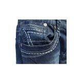 Indigo Straight Long Denim Fashion Simple Design Jeans thumbnail-2