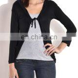 Beautiful Solid Black Knitted Poly Viscose Shrug for Women thumbnail-1
