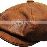 Genuine Leather Mens Ivy Hat Golf Driving Ascot Flat Cabbie Newsboy thumbnail-2
