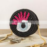 Yarncrafts Summer Round Straw Beach Bag Fashion Handmade Crochet bag Raffia handbag for kids