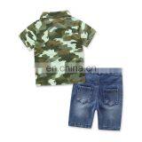 Boy Summer Camouflage Clothing Set Toddler Short Sleeve T-shirt + Denim Shorts 2pcs Outfit for 2-7T thumbnail-3