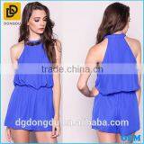 High Quality Loose Fit Woven Chiffon Tiered Adult Romper