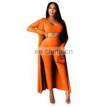 Manufacturer Customized Logo Spring and Autumn Women's Long-sleeved Fashion Sports Robe Jacket Three-piece Suit thumbnail-2