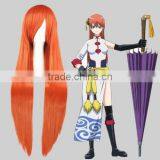High Quality 100cm Long Orange Cosplay Hair Wig Bleach Synthetic Anime Wig thumbnail-1