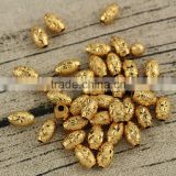 JS1228 Wholesale gold carved flower stardust rice beads,stardust drum spacer beads