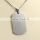 Smooth Plain Dog Tag Pendant Stainless Steel Necklace thumbnail-3
