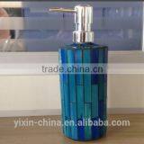 blue mosaic bathroom accessory set,glass soap pump dispenser