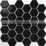 Tileseasy Black Hexagon Ceramic Mosaic Tiles