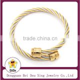 2016 New Charming Men Women's Cable Wire Bangle Jewelry Wholesales 18K Gold Plated Stainless Steel Heavy Cuff Bracelet Bangle