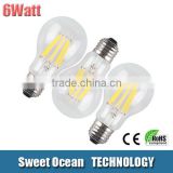 led bulb E14 E27 B22 led filament bulb 6watt 120lm/w bulb lights led with 3 year warranty