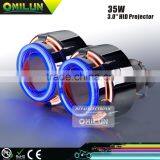 35W 3" Inch Motorcycle Projector Lens Light With 2 Angel/halo Eyes Rings