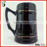 Hot sale white & black ceramic beer mug / handle ceramic beer stein mug