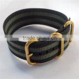 Black Gray Stripe Color PVD Gold 24mm Zulu Watch Strap thumbnail-2