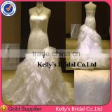 Fashion style strapless A-line ruched ruffle lace wedding dresses wedding decoration 2013