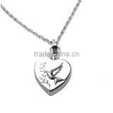SRP8235 Trend Pet Keepsake Memorials Necklace Dove on Heart Pigeon Stainless Steel Cremation Jewelry Pendant thumbnail-3