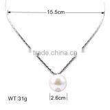 Latest Beautiful Wholesale Silver Chain Big Pearl Classical Style Elegant Necklace thumbnail-1