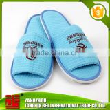 100% Cotton Waffle Cutomized Logo Slippers Cheap Disposable Blue Hotel Slippers