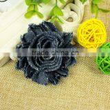 2.5" Flower Trim Denim Cotton Chiffon Fabric Children Hair Accessories thumbnail-1