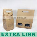High Qualtiy Cheap Price Auto Close Kraft Paper Double Bottle Wine Carrier Box thumbnail-2