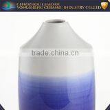 Tall Blue Glazed and Hand-painted Ceramic Flower Vase thumbnail-2