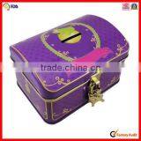 With Lock Children Money Coin Bank Tin Box