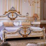 Bisini Luxury King Size Bedroom Set, European Style Latest Antique Fashion Grey and Gold Bedroom Set thumbnail-2