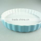 cheap blue glazed ceramic bakeware , big round shape bake plate