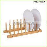 Multi-Function Bamboo Plate Holder Stand Dish Drying Rack for Plate, Cup, Books,Bowls/Homex_Factory