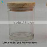 Pine Material Seal Ring Wood Lid Candle Jar Clear Candle Glass thumbnail-4