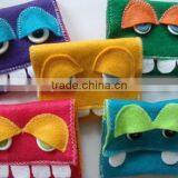 Best Selling Handstitched Fabric Retina Sleeve Coin Wallet Wool Felted Case Phone With Funny Cartoon Gift Idea for Young thumbnail-1