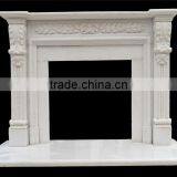 European Cultured Hand Carved Beige Marble Fireplace Hearth thumbnail-1