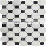 White Marble Mixed Hexagon Nero Marquina Premium Mosaics Tile thumbnail-2