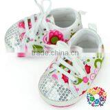 New Fashion Style Hot Selling Baby Girls Shoes Crib Shoes Floral Pattern And Sequin Cheap Baby Shoes Made In China thumbnail-1
