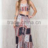 High Quality Printed Hippie African Print Skirts And Dress Kaftan Designs Two Piece Sets thumbnail-2