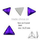 Triangle Shape Crystal Flat Back Sew on Stone Loose Beads Glass Pendant for Dress Decoration thumbnail-1