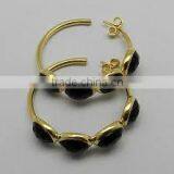HOT SELLING Onyx Gold Plated Earrings, Multi-color Stone Jewelry, Fashion Jewelry Designs thumbnail-1