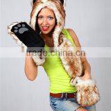 Long Eared Plush Animal Head Russian Style Fur Winter Hat thumbnail-3