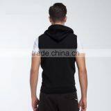 Casual Plain Black Sleeveless Hoodie Gym thumbnail-2