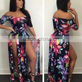Zm50311b Hot Sell Cheap Plus Size Women Clothes off Shoulder Printed Lady Dress thumbnail-3