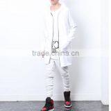 Long Black/White Side Zipper Man Hiphop Sweatshirt Big and Tall Hoodies thumbnail-3
