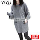 2017 New Autumn Long Women Sweater Loose Large Size Stitching Fake Two Pieces Of Sweater Pullover Sweater Dress thumbnail-1