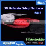 51 Inches White Shining Polyester 3M Reflective Shoelaces For Athletic&Fashion Sneakers - Customized Flat Safety Shoelaces thumbnail-5